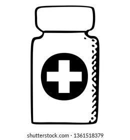 Bottle of medicine icon,  logo, symbol, sign. Template isolated on white background. 2D simple flat Style graphic design. Black and white color.  Vector EPS10