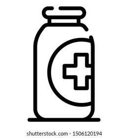 Bottle of medicine icon. Outline bottle of medicine vector icon for web design isolated on white background