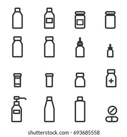 bottle of medicine icons vector