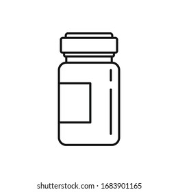 bottle of medicine outline icon. Vector bottle of medicine in outline style isolated on white background. Element for web, game and medicine advertising