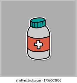 bottle medicine stickers vector illustration