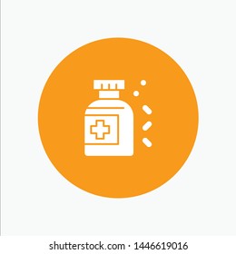 Bottle, Medicine, Tablet white glyph icon