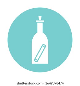 Bottle with message block style icon design Sea nautical ocean navigation travel underwater water and marine theme Vector illustration