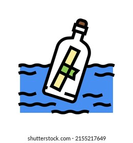 bottle message color icon vector. bottle message sign. isolated symbol illustration