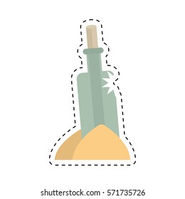 bottle with message letter water cut line vector illustration eps 10