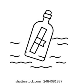 bottle message line icon vector. bottle message sign. isolated contour symbol black illustration