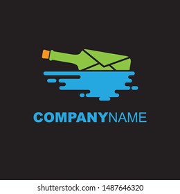 A bottle of message on water logo template