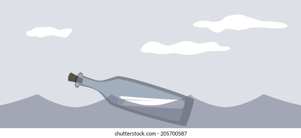 Bottle with message in the sea