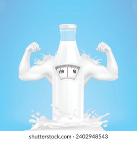 máquina de pesaje de músculos del brazo de leche del frasco.vector
