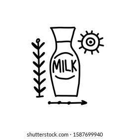 Bottle of milk, art icon for your design. Vector illustration