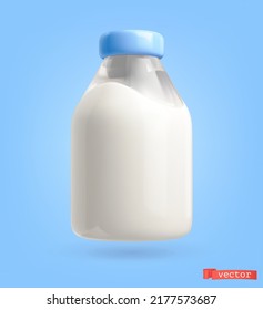 Bottle of milk cartoon 3d vector icon