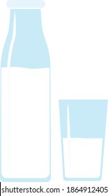 a bottle of milk and a glass of milk
