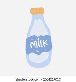 Eine Flasche Milch. Handgezeichnete Vektorgrafik. Frühstück oder Tee- oder Kaffeezeitkonzept