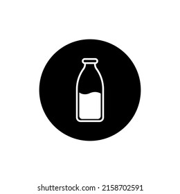 Flasche mit Milchsymbol in schwarz-rund