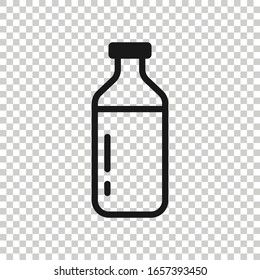 Bottle milk icon in flat style. Flask vector illustration on white isolated background. Drink container business concept.