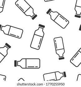 Bottle milk icon in flat style. Flask vector illustration on white isolated background. Drink container seamless pattern business concept.