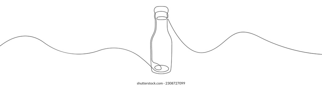 Botella para el vector de dibujo continuo de la línea de icono de leche. Una línea Una botella para productos lácteos fondo vectorial icono. Un icono de una botella de productos lácteos. contorno continuo del icono de una botella de vidrio.