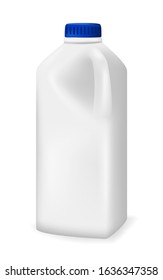 Bottle for milk, juice or something else, on white background. Realistic vector illustration.
