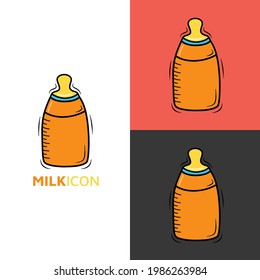 Bottle Milk kawaii icon logo For Baby and Children cute cartoon hand drawn doodle icon sticker