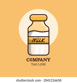 Leche de frasco, logotipo e icono Diseño Vector, Emblema, Concepto de diseño