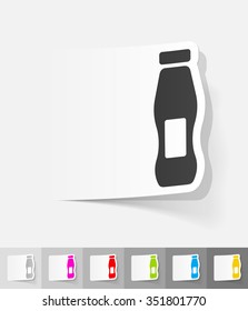bottle of milk paper sticker with shadow. Vector illustration