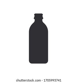 Bottle of milk. Bottle silhouette. Vector icon. Vector bottle. Stencil of beer bottle. Flask silhouette. Jar icon. Glass container. Logo template. Flask template. 