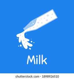 Frasco de leche con salpicaduras. Ilustración vectorial.