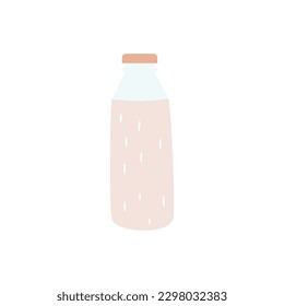 A bottle of milk. A traditional product of a farm or ranch. Doodle art. Isolated flat vector illustration. Simple hand drawn clipart. Design element. Farming, animal husbandry and agriculture