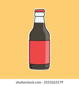 Bottle Mock Up Cartoon Style Sticker Vector Cute Illustration