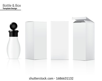 Bottle Mock up Realistic Skincare and 3 Box Side for Cosmetic Essential Merchandise or medicine on White Background Illustration. Health Care, Medical and Science Concept Design.