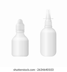 Bottle mockup with plastic container cap label vitamin supplement jar protein template medicine isolated background pack pharmaceutical product blank white remedy