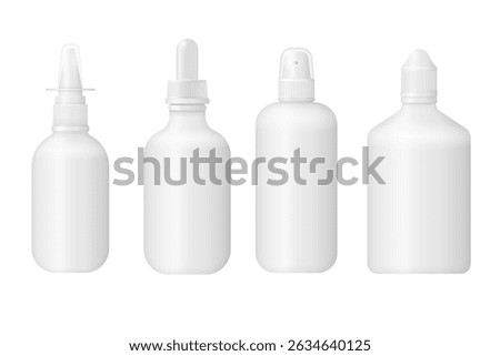 Bottle mockup with plastic container cap label vitamin supplement jar protein template medicine isolated background pack pharmaceutical product blank white remedy