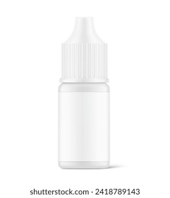 Bottle mockup for vape, eye or nasal drops isolated on white background. Vector illustration. Can be used to present cigarette liquid, medical and other needs. EPS10.