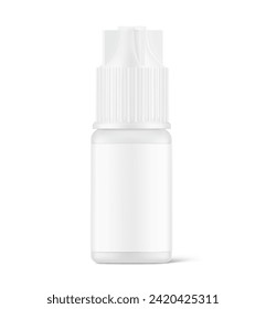 Bottle mockup for vape, eye or nasal drops isolated on white background. Vector illustration. Can be used to present cigarette liquid, medical and other needs. EPS10.