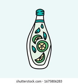 Bottle of mojito. Hand drawn vector illustration.