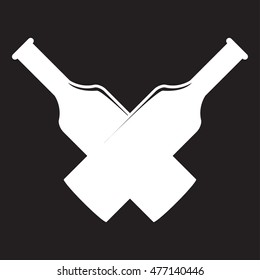 Bottle monochrome vector illustration in black background