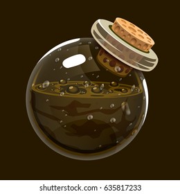 Bottle of mud. Game icon of magic elixir. Interface for rpg or match3 game. Earth or mud. Big variant. Vector illustration