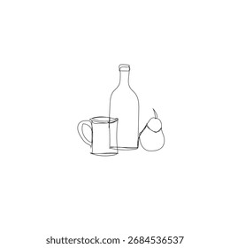 Taza de botella Pear One Line Art