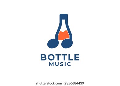 bottle with music note logo design concept