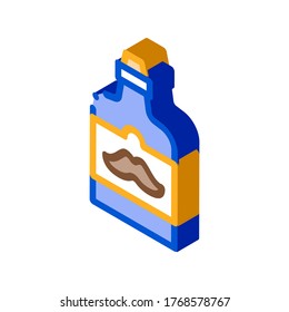 Bottle Mustache On Label Icon Vector. Isometric Bottle Mustache On Label sign. color isolated symbol illustration