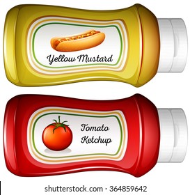 Bottle Of Mustard And Ketchup Illustration