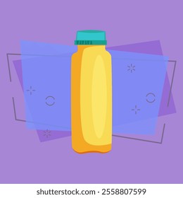 Bottle with mustard vector illustration. Cheese sauce, oil, paint. Plastic bottles concept. Vector illustration can be used for topics like food, condiment, liquids