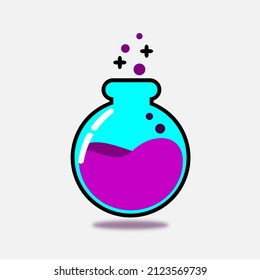A bottle with a mysterious liquid illustration. Simple vector art.