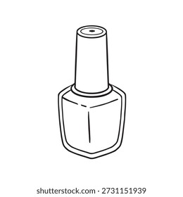 Bottle of nail polish, cosmetics vector line outline