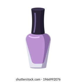 A bottle of nail polish. Manicure tools. Caring for the health of hands and nails. Beauty salon icons. Vector flat illustration.