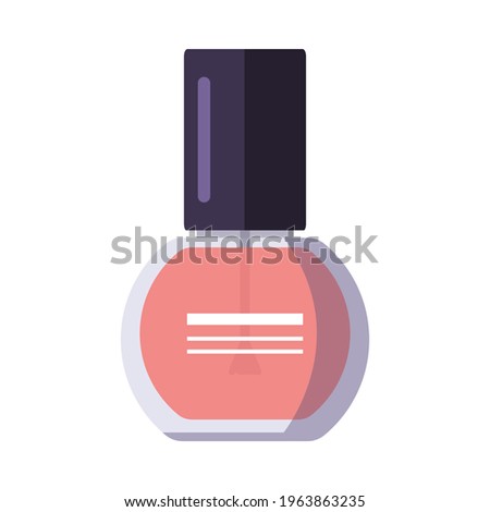A bottle of nail polish. Manicure tools. Caring for the health of hands and nails. Beauty salon icons. Vector flat illustration.