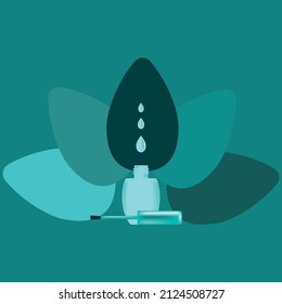 bottle of nail polish. open nail polish with a brush. a drop of varnish dripping from a brush. vector illustration, eps 10.