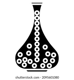 A bottle with a narrow neck, decor of circles. Vector icon, glyph, isolated