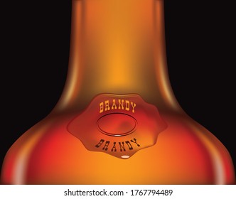 Bottle neck from brandy with a decorative imprint - brandy