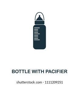 Bottle With nipple icon. Mobile apps, printing and more usage. Simple element. Monochrome Bottle With Pacifier icon illustration.